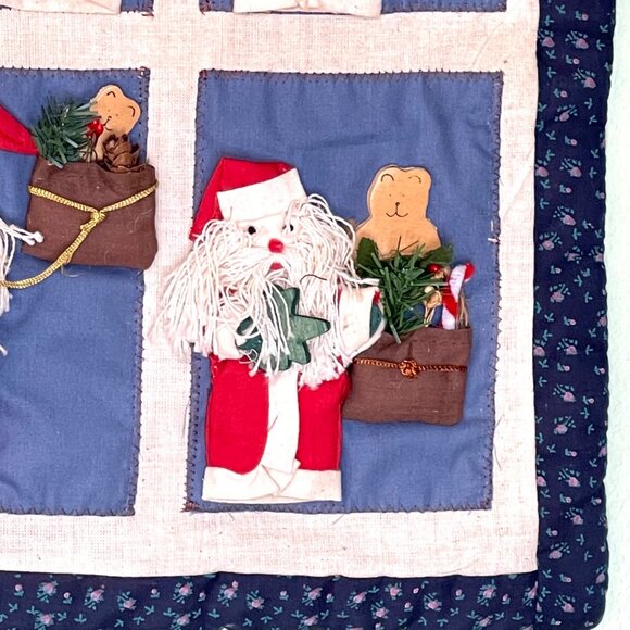 Santa Tapestry Christmas Wall Hanging 3D Santa Claus Handmade Detail 17" x 12" - Picture 5 of 7